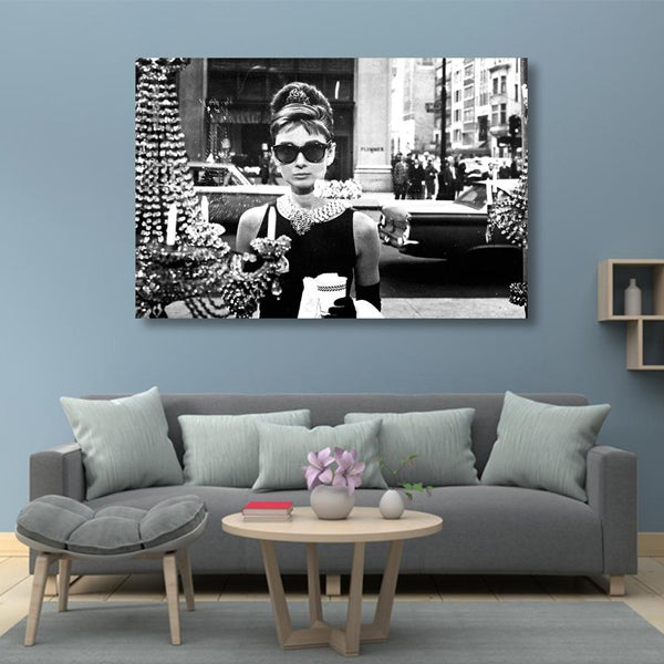 Audrey Hepburn Poster Breakfast at Tiffany's Canvas Wall Art, Canvas wall decor Home Decor, Man Cave Gift image 1