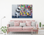 Banksy Street Art Canvas, Banksy Graffiti Kid Wall Urban Street Wall Art, Pictures Wall Art Decoration POSTER or CANVAS READY to Hang image 1