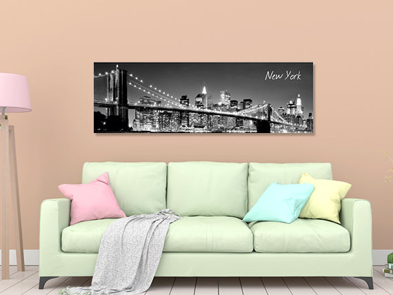 Black & White New York Manhattan Skyline Night image 0