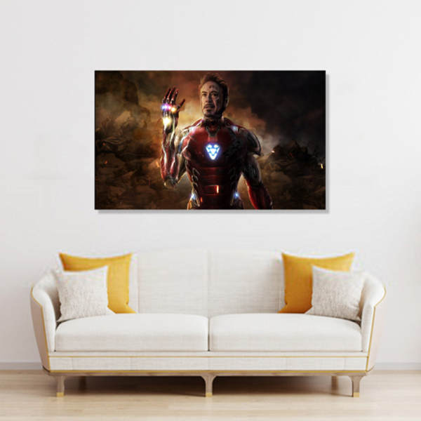 I am Iron Man Canvas Wall Art, Iron Man With the Infinity Gauntlet Canvas Print, Tony Stark comics Wall Decor , Man Cave gift, Bar Decor. image 1