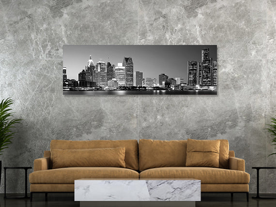 Black & White City at The Waterfront, Lake Erie, Detroit, Wayne County, Michigan, USA image 0