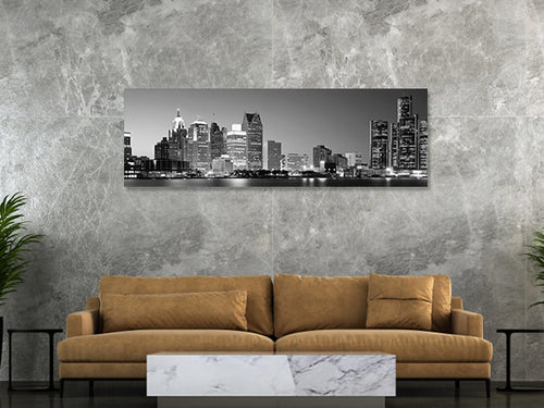 Black & White City at The Waterfront, Lake Erie, Detroit, Wayne County, Michigan, USA image 0