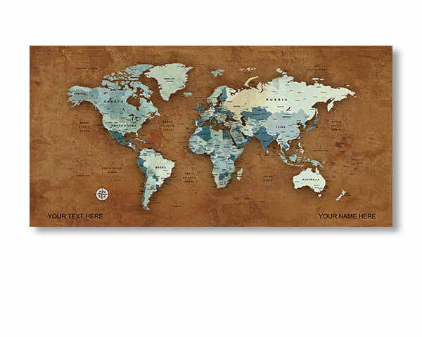 Brown Style World Map Canvas, Push Pin World Travel Map, Personalized Large World Map, DIY Push Pin Travel Map Canvas image 1
