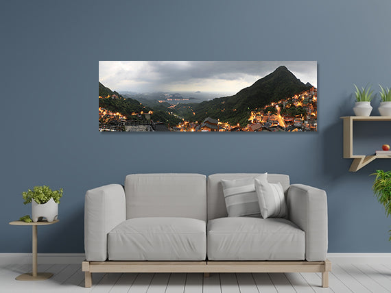 Landscape Mountain Street Night View Landmark Night Light Taiwan image 0