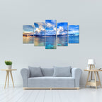 Tropical blue water and clouds at its best  - multi panel canvas art - 5 Panel (12"x16"=2) (12"x24"=2) (12"x32"=1) image