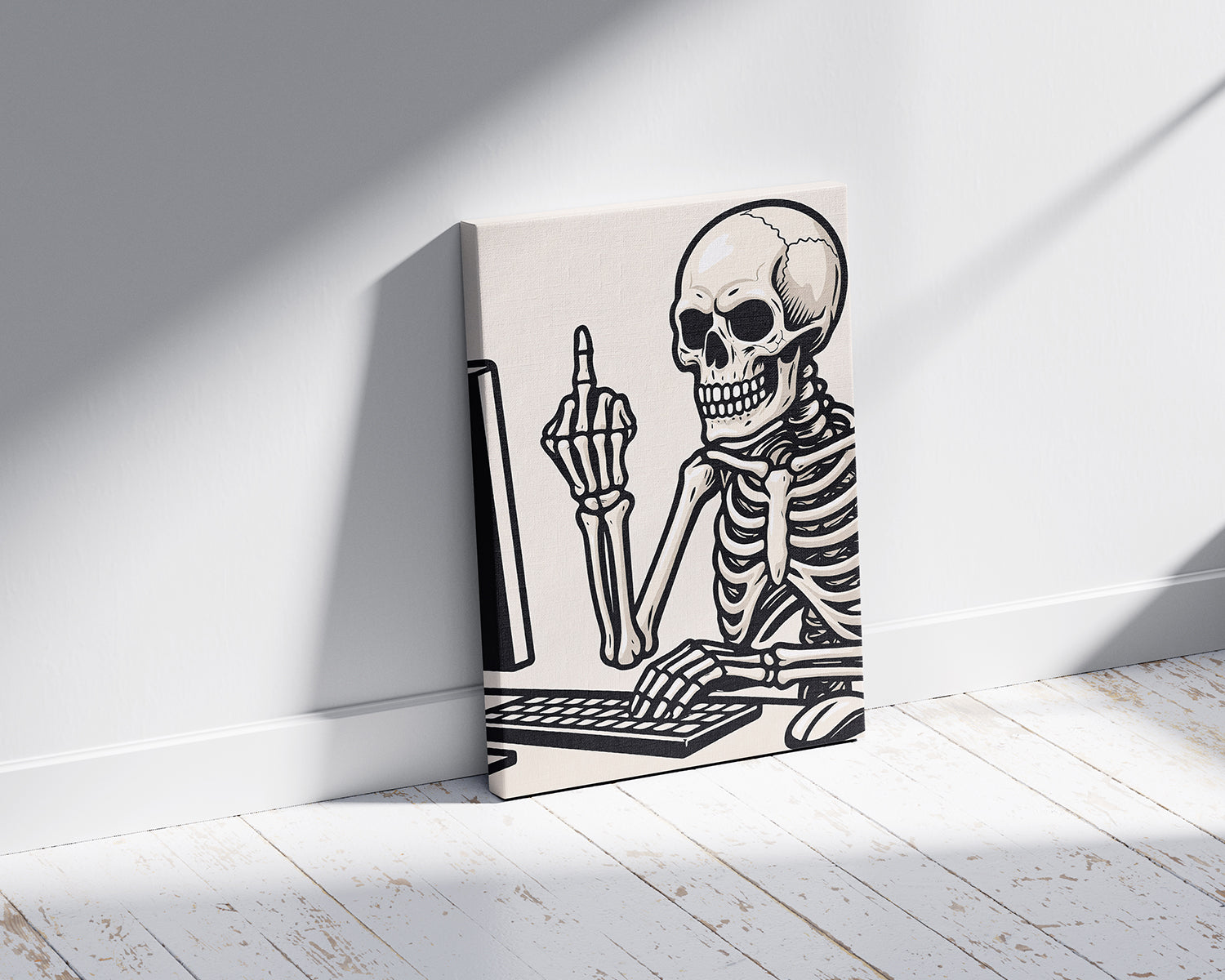 Skeleton Dark Humour Canvas Wall Art image 2