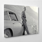James Bond Sean Connery Aston Martin Famous Photo Canvas wall art, Canvas wall decor, Man Cave Gift, Home Decor, Ready to Hang image 0