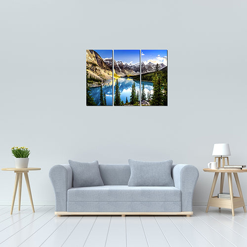 3 and 5 Panel Moraine Lake and Mountain Range Alberta Canada Landscape Mountain & Lake image 0