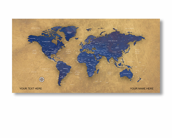Yellow Ochure World Map Canvas, Push Pin World Travel Map, Personalized Large World Map, DIY Push Pin Travel Map Canvas image 1