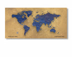 Yellow Ochure World Map Canvas, Push Pin World Travel Map, Personalized Large World Map, DIY Push Pin Travel Map Canvas image 1