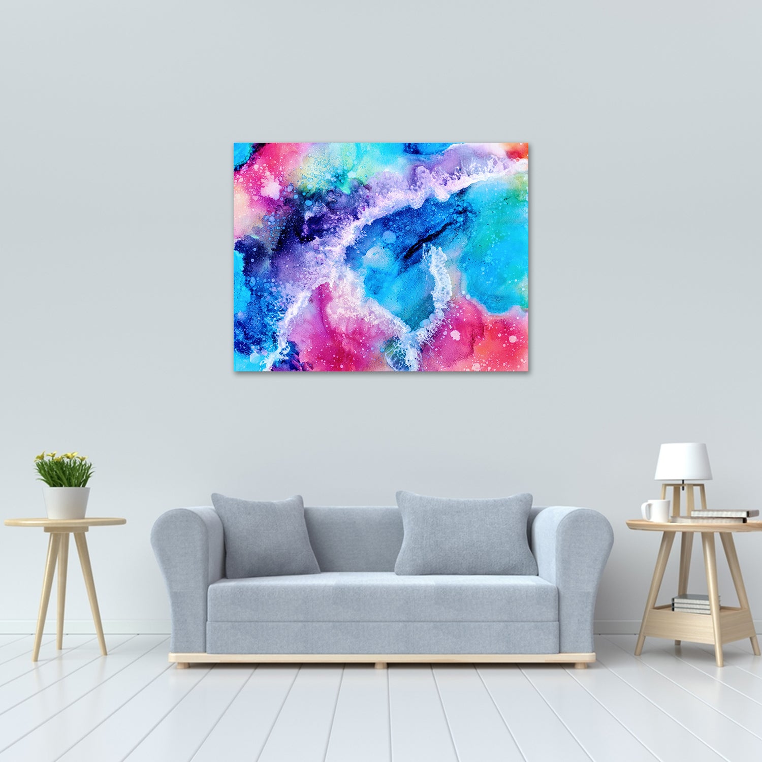 Beautiful multi colour art print reprinted on cotton canvas image 2
