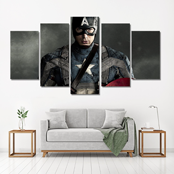 Captain America Canvas Print 5 Panel Canvas Wall Art Framed, Marvel Canvas Picture Wall Decor, Gaming Room Decor image 1