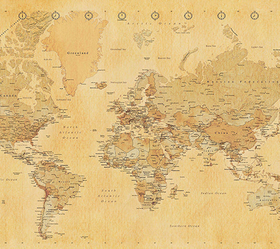 Pale Yellow - World Map canvas frame multi color push pin and personalized name and text image 1