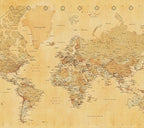 Pale Yellow - World Map canvas frame multi color push pin and personalized name and text image 1