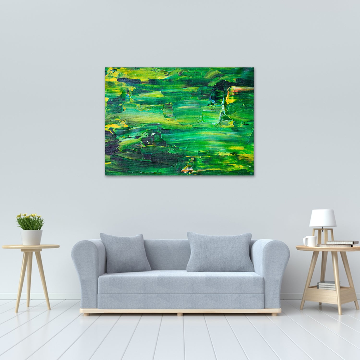 Nature green colour abstract art printing reprinted on Canvas image 2
