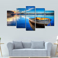5 Panels Canvas Print  Wall Art Boat at Blue Sea Picture Prints on Canvas Modern Landscape