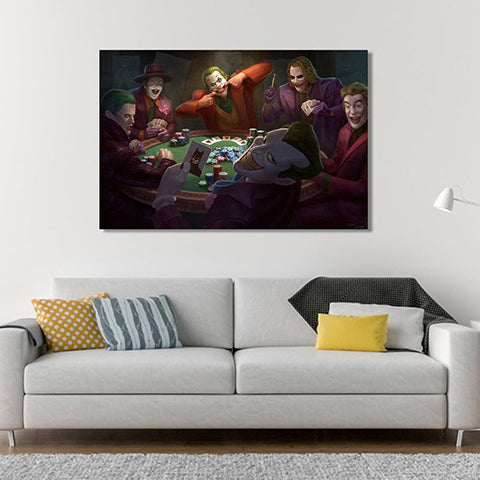 Jokers Playing Poker Canvas Ready to Hang Wall Art Various Sizes and Styles Available, Man Cave gift, Bar Decor image 1