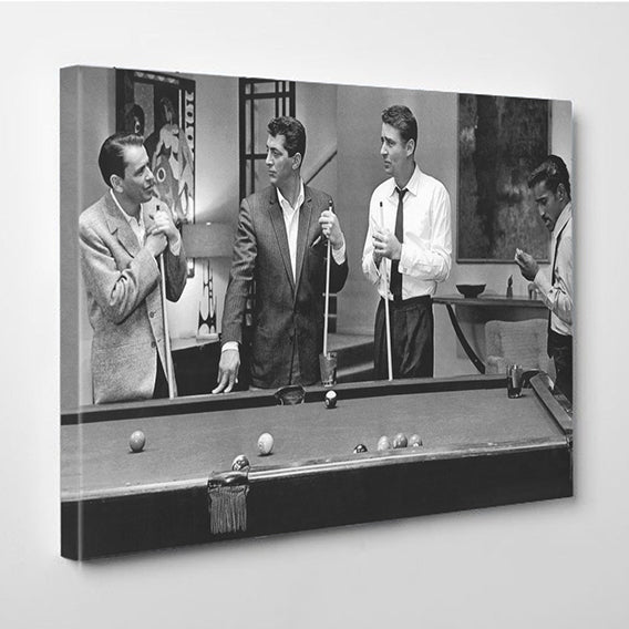 Frank Sinatra Poster Art The Rat Pack Playing Pool Canvas Wall Art , Canvas wall decor, Man Cave Gift, Ready to Hang image 0