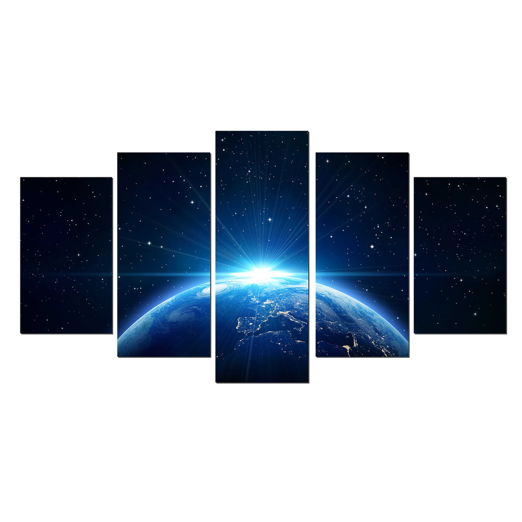 Sunrise on earth 5 panel canvas wall art multi canvas wall art image 1