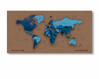 Cerulean Color  World Map Canvas, Push Pin World Travel Map, Personalized Large World Map, DIY Push Pin Travel Map Canvas image 1