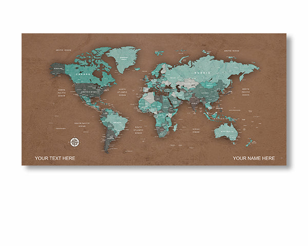 Pale Green World Map Canvas, Push Pin World Travel Map, Personalized Large World Map, DIY Push Pin Travel Map Canvas image 1
