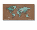 Pale Green World Map Canvas, Push Pin World Travel Map, Personalized Large World Map, DIY Push Pin Travel Map Canvas image 1
