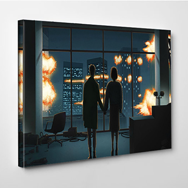 Fight Club Movie Iconic Scene Canvas Wall Art, Poster Man and Woman Silhouette Wall Art, Canvas Print Canvas Home Decor image 0
