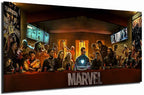 Marvel Last Supper Wall Art, Avengers Characters Canvas Print, Marvel Fan Art, Man Cave gift, Marvel Comics image 0