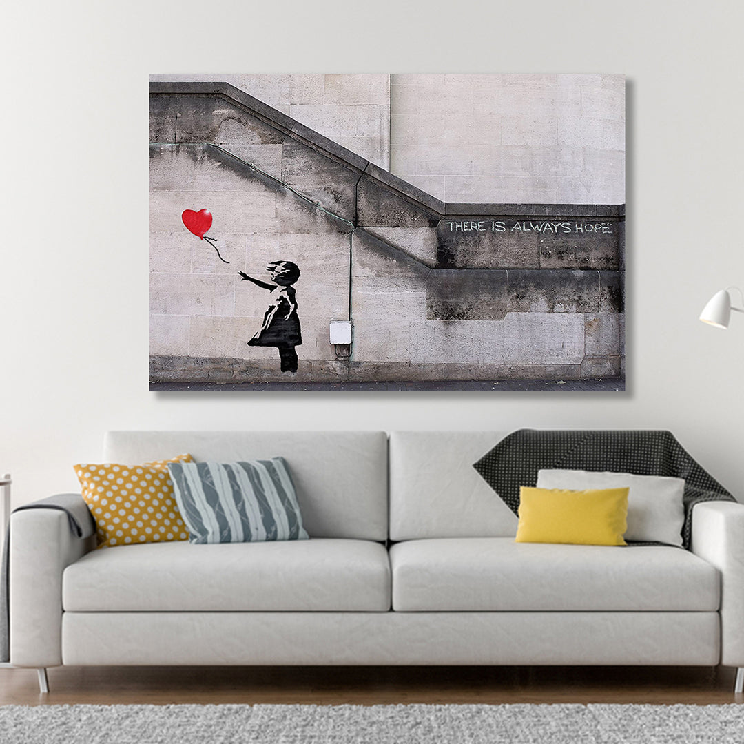 Banksy Balloon Girl Famous Photo Canvas wall art, Canvas wall decor, Man Cave Gift, Home Decor, Ready to Hang