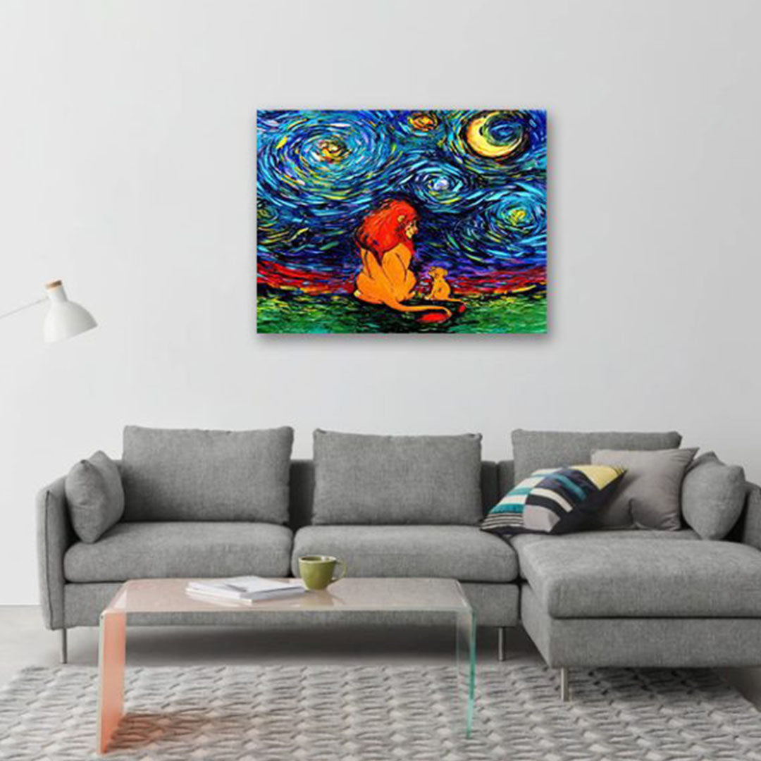 King of Lion Art Starry Night by van Gogh