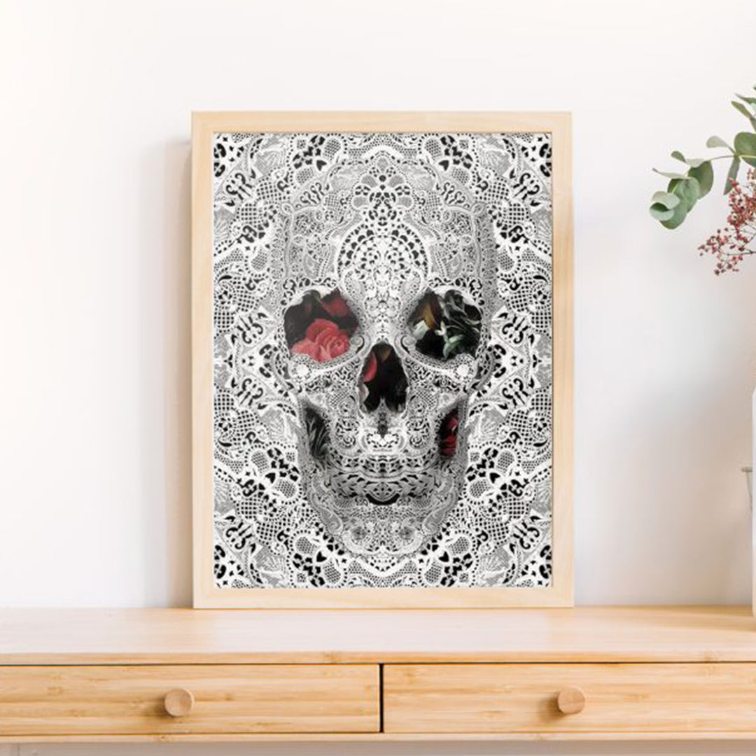 Lace Skull Canvas Wall Art
