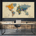 Multi Colorful  World Map Canvas, Push Pin World Travel Map, Personalized Large World Map, DIY Push Pin Travel Map Canvas