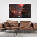 Pirate Ship shells blasted off the water Huge Canvas Wall Art Print Decor Modern Artwork