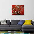 Red Almond Blossom Tree Art Canvas