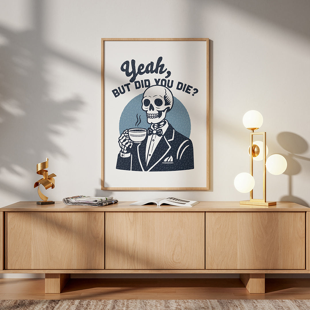 Skeleton Coffee Meme Canvas Wall Art