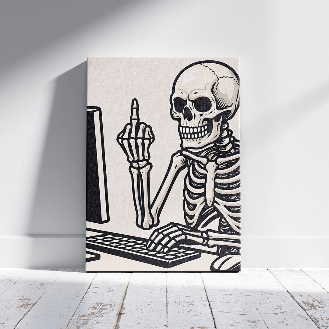 Skeleton Dark Humour Canvas Wall Art