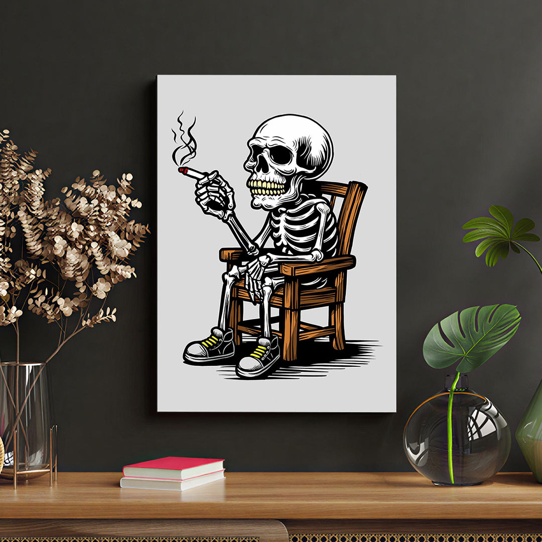 Skeleton Smoking & Chill Canvas Wall Art