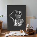 Skeleton With Camera Canvas Wall Art