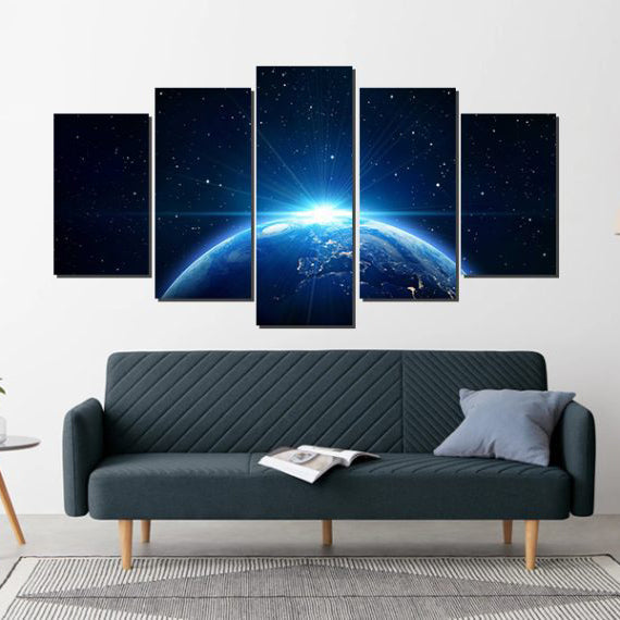Sunrise on earth 5 panel canvas wall art multi canvas wall art