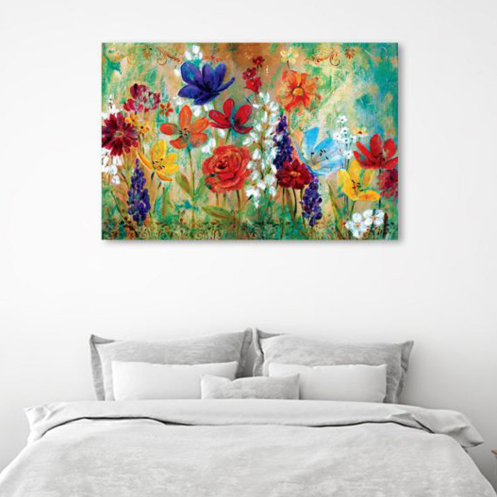 Wildflower Fresco I Wrapped and Stretched Canvas Wall Art