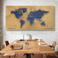 Yellow Ochure World Map Canvas, Push Pin World Travel Map, Personalized Large World Map, DIY Push Pin Travel Map Canvas