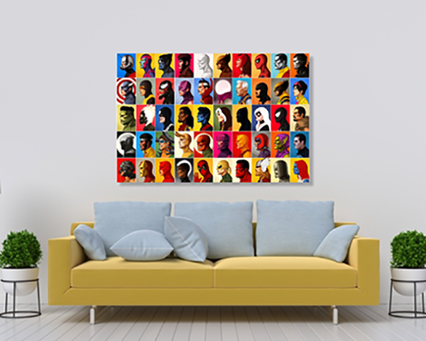 Marvel Super Hero Head Characters Poster Canvas Print Art Home Decor Wall Art, Kids Room Wall Art, Man Cave gift, Marvel Comics image 1