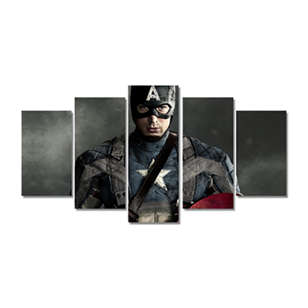Captain America Canvas Print 5 Panel Canvas Wall Art Framed, Marvel Canvas Picture Wall Decor, Gaming Room Decor image 0