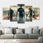 Captain America Winter Soldier Canvas Print 5 Panel Canvas Wall Art Framed, Marvel Canvas Picture Wall Decor, Gaming Room Decor image 1