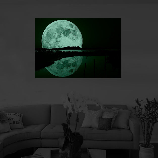 Full Moon Water Reflection, Dual View Surprise Artwork Modern Framed image 1