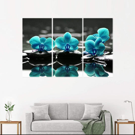 Blue Orchid Flower Wall Decor on Canvas Wall Art for Living Room Bedroom Home Office