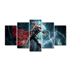 Thor Hammer Lightning Canvas Print 5 Panel Canvas Wall Art , Marvel Wallpaper Canvas Home Decor, Gaming Room Decor image 1