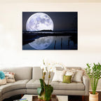 Full Moon Water Reflection, Dual View Surprise Artwork Modern Framed image 0