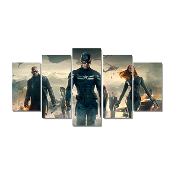 Captain America Winter Soldier Canvas Print 5 Panel Canvas Wall Art Framed, Marvel Canvas Picture Wall Decor, Gaming Room Decor image 0