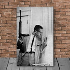 Malcolm X Poster Canvas Wall Art, Civil Rights Famous Photo Canvas wall art, Canvas wall decor, Man Cave Gift, Home Decor, Ready to Hang image 0